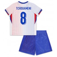 Camisa de Futebol França Aurelien Tchouameni #8 Equipamento Secundário Infantil Europeu 2024 Manga Curta (+ Calças curtas)